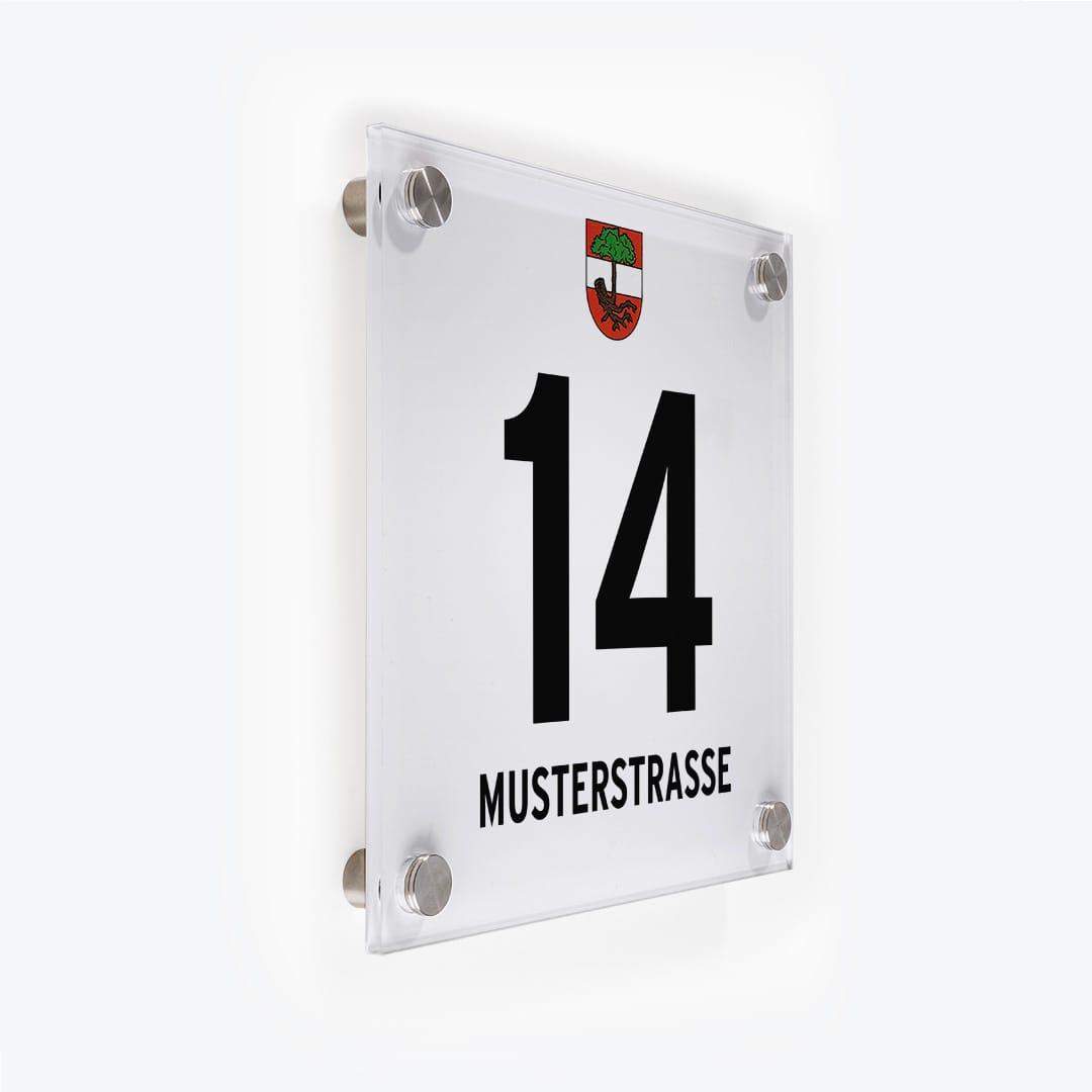 Gemeindeschild 2000 Stockerau als Acrylglas-Schild