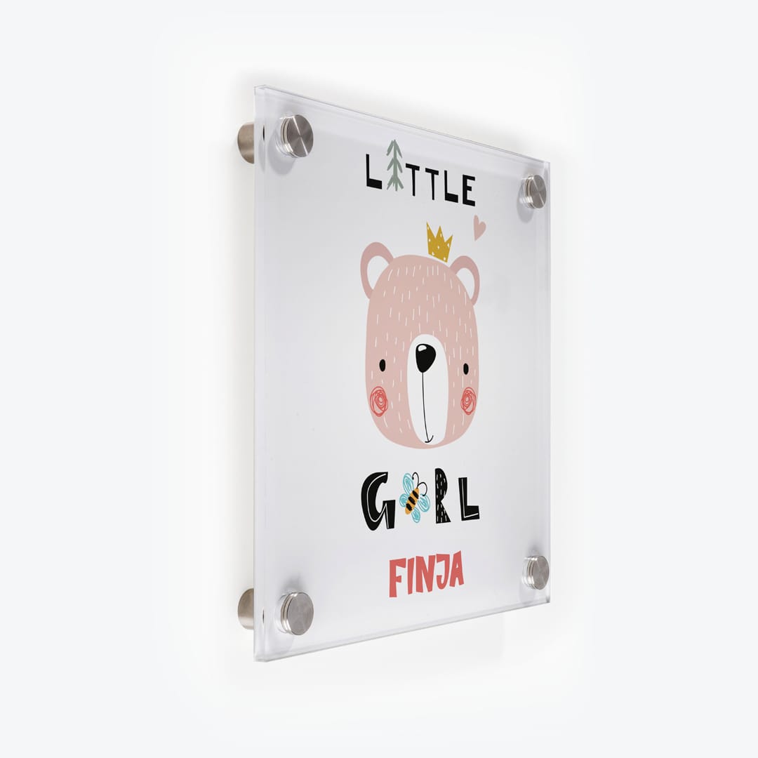 Türschild Kinderzimmer Bär Little-Girl als Acrylglas-Schild