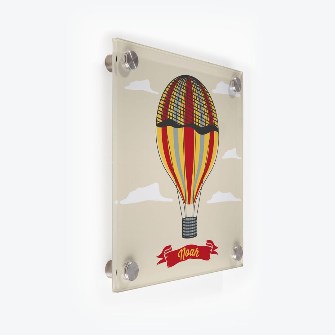 Türschild Kinderzimmer Heissluftballon-retro beige als Acrylglas-Schild