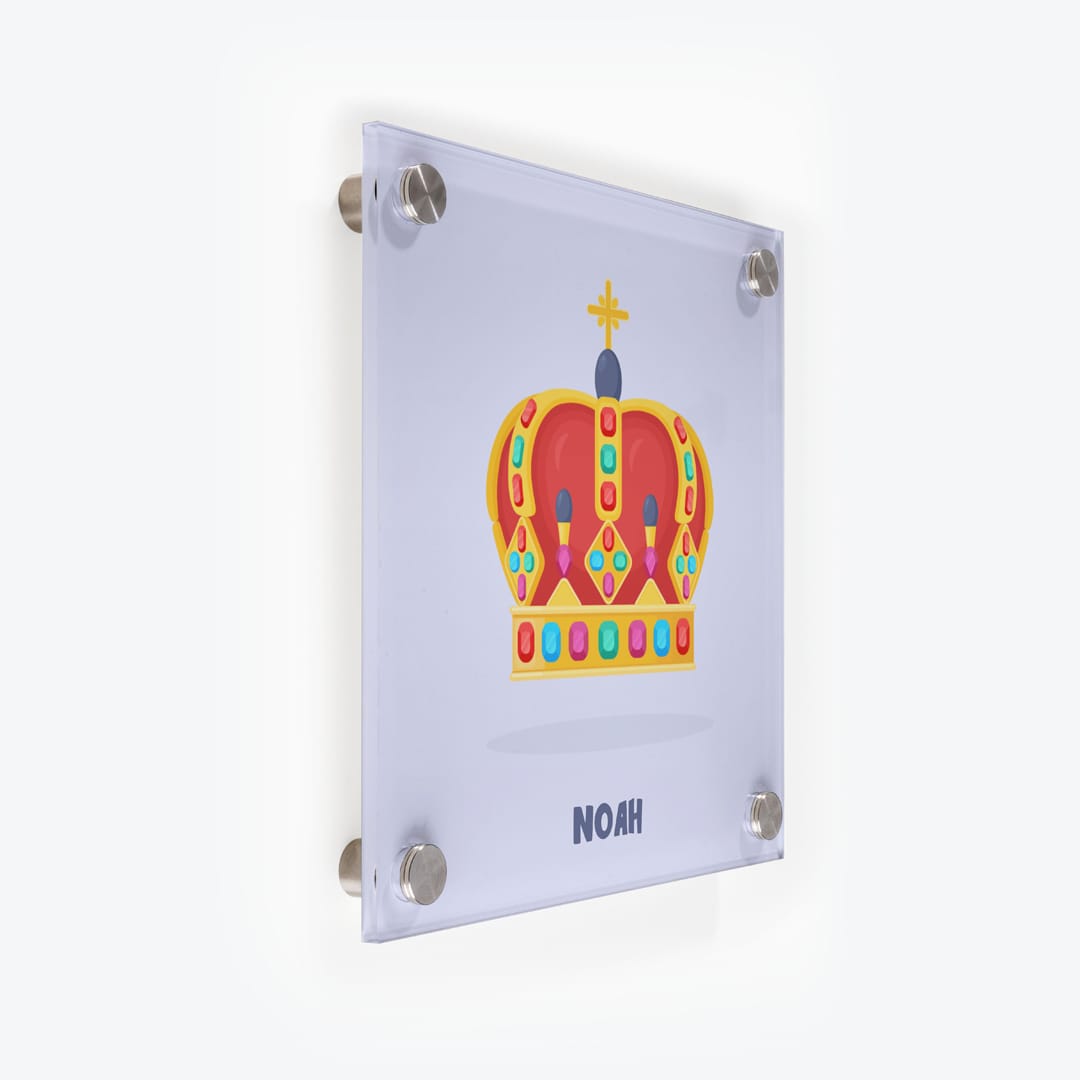 Türschild Kinderzimmer Krone flieder-rot als Acrylglas-Schild