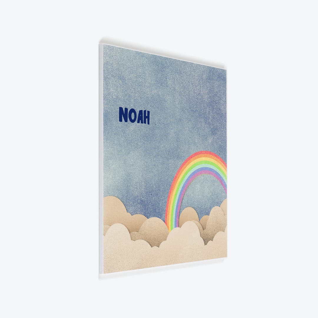 Türschild Kinderzimmer Regenbogen blau-braun als PVC-Schild