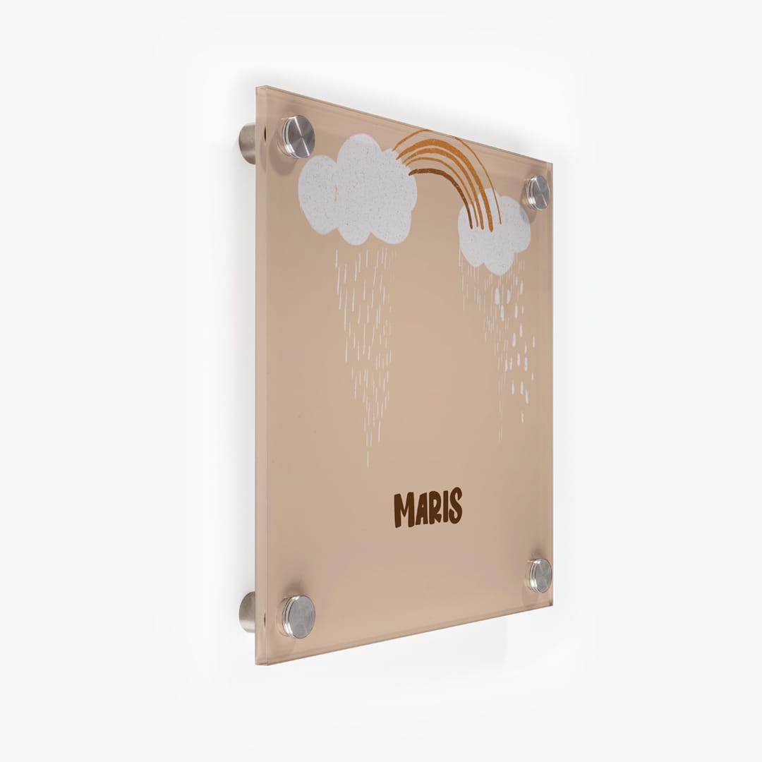 Türschild Kinderzimmer Regenbogen braun als Acrylglas-Schild