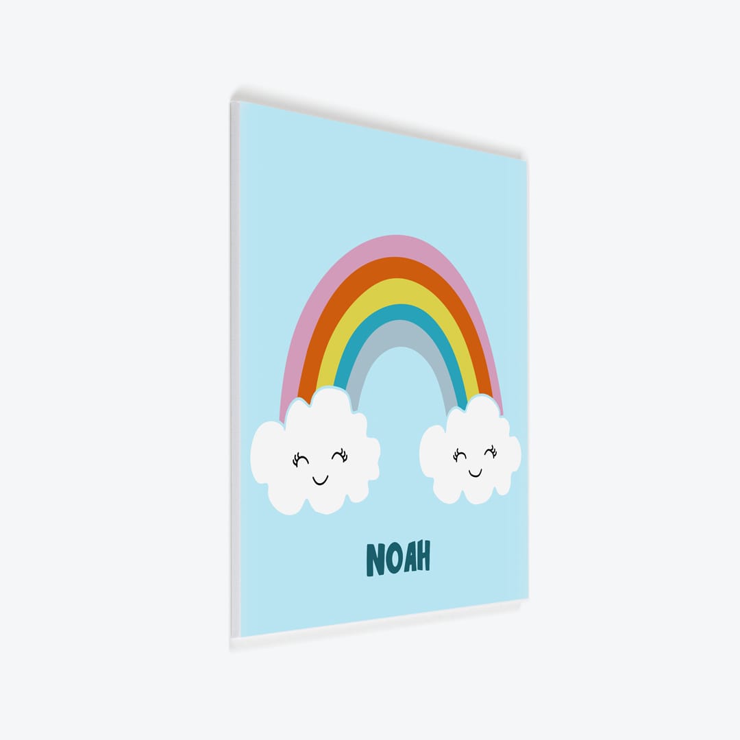 Türschild Kinderzimmer Regenbogen hellblau als PVC-Schild