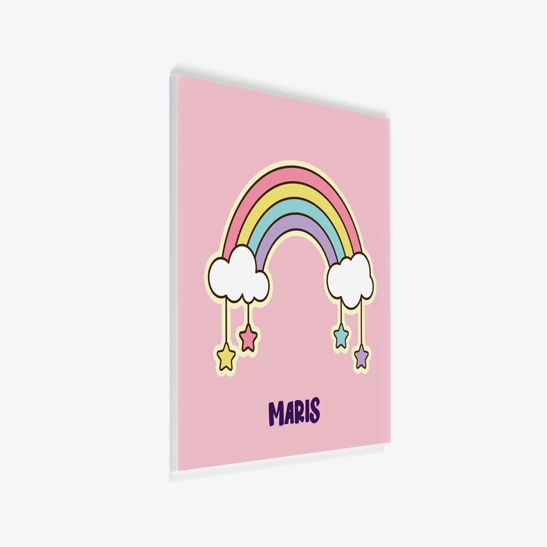 Türschild Kinderzimmer Regenbogen rosa als PVC-Schild