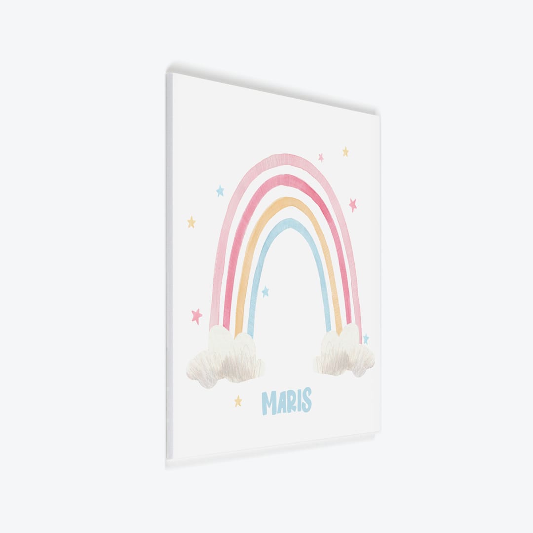 Türschild Kinderzimmer Regenbogen weiss-mit-Sternen als PVC-Schild