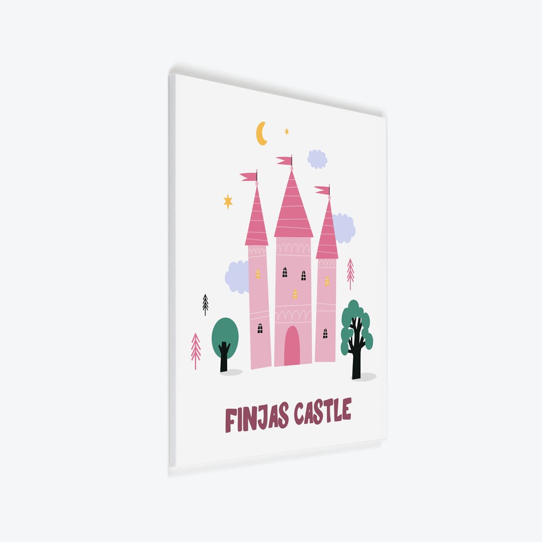 Türschild Kinderzimmer Schloss weiss-rosa als PVC-Schild