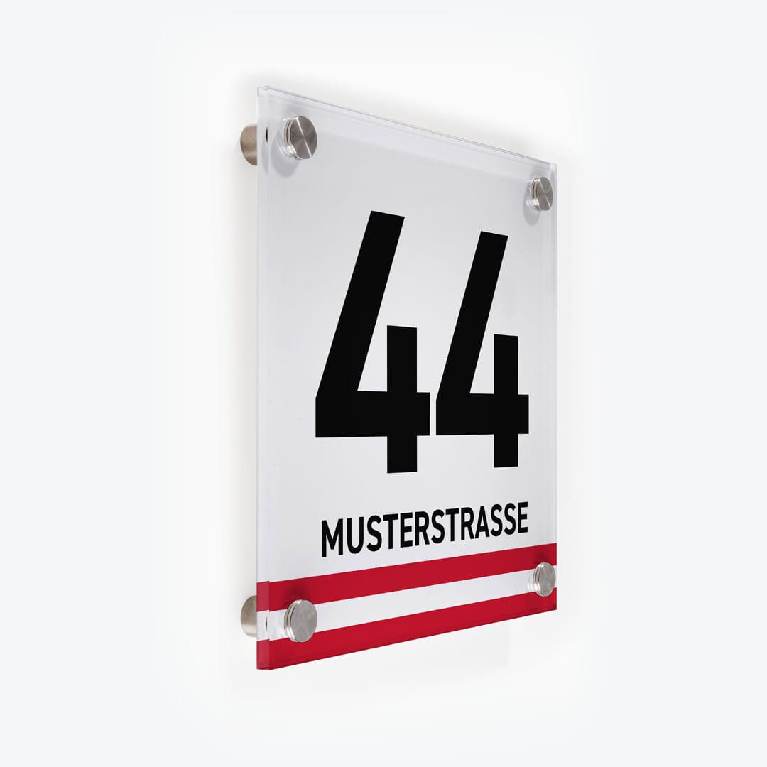 Türschild Banderole rot-weiss-rot | Design 1 als Acrylglas-Schild