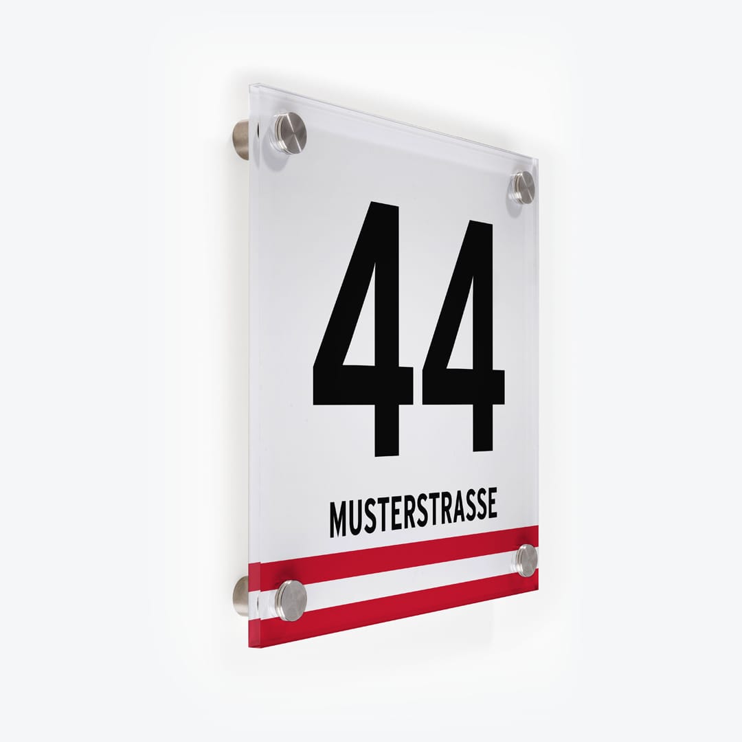 Türschild Banderole rot-weiss-rot | Design 2 als Acrylglas-Schild