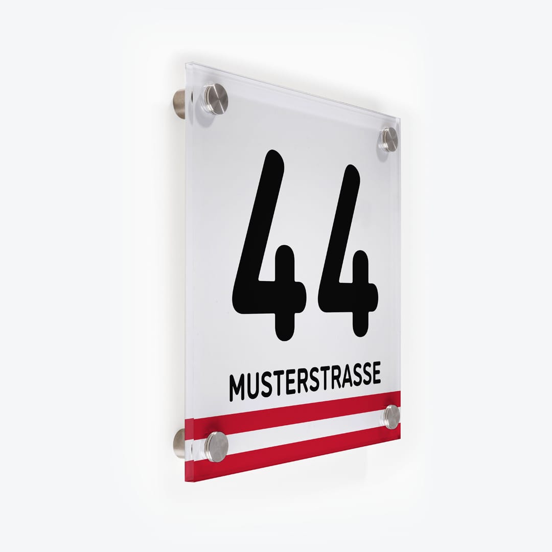 Türschild Banderole rot-weiss-rot | Design 3 als Acrylglas-Schild