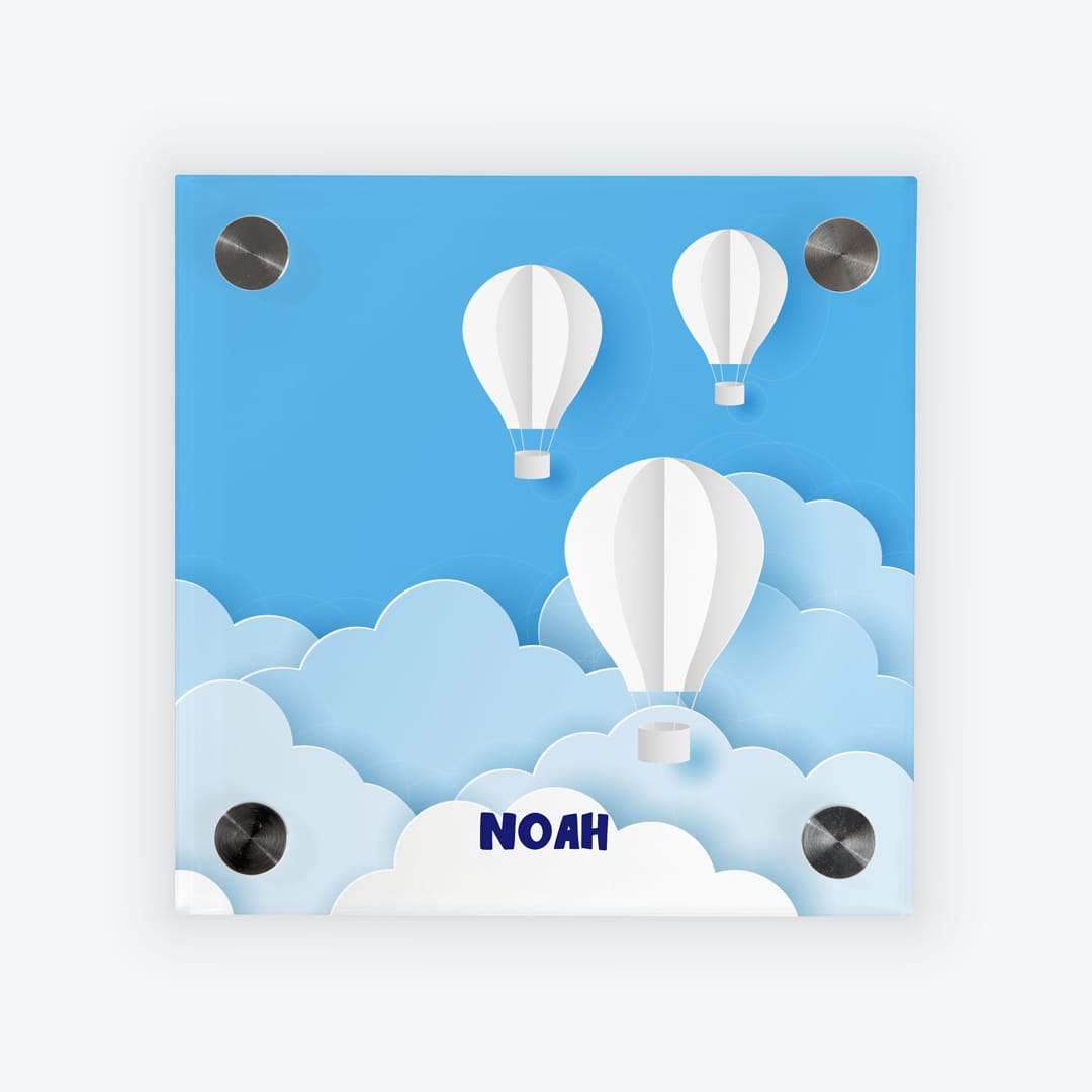 Türschild Kinderzimmer Heissluftballon-3D blau