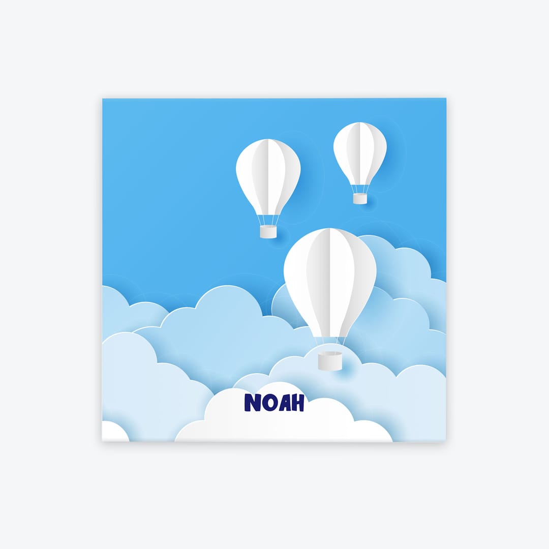 Türschild Kinderzimmer Heissluftballon-3D blau