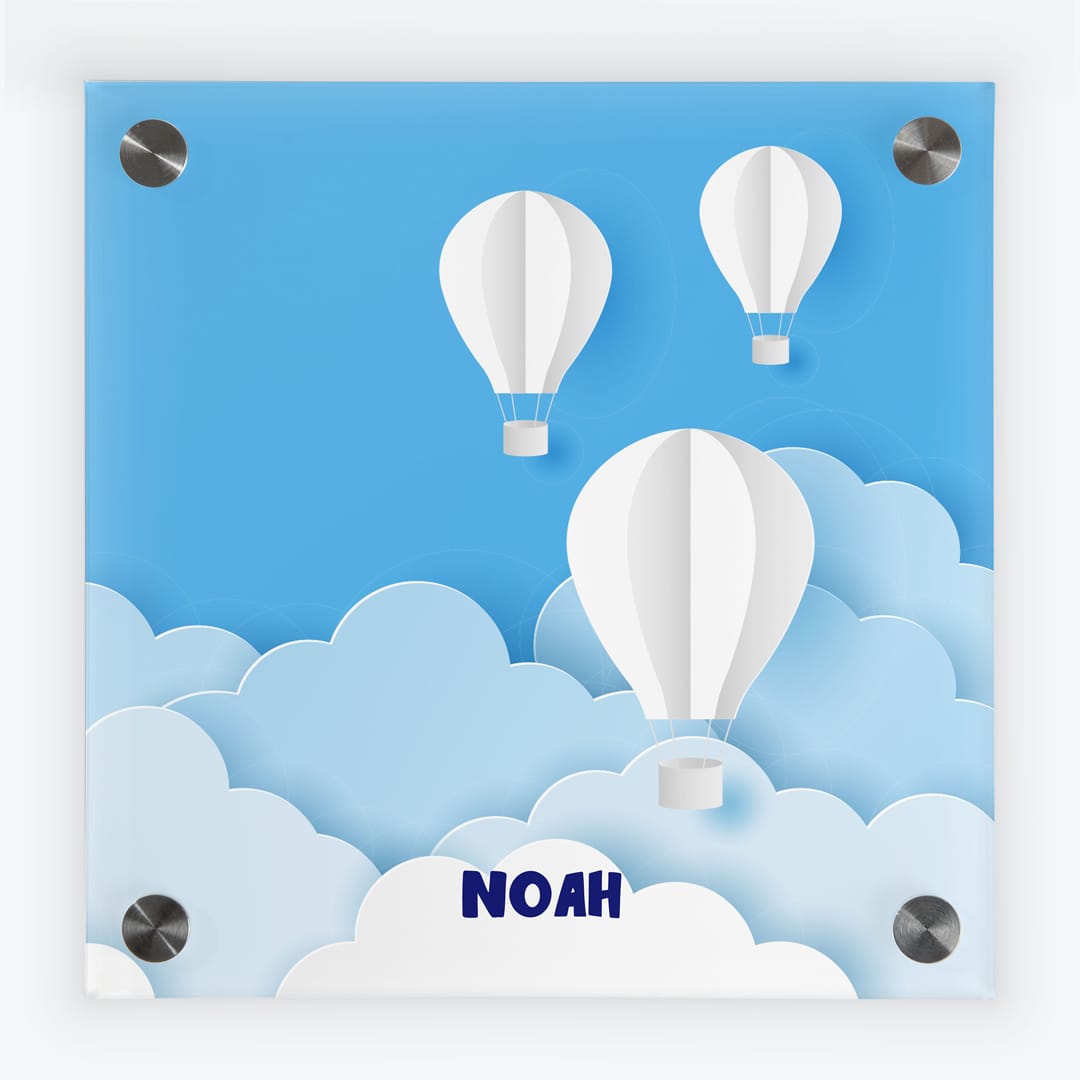 Türschild Kinderzimmer Heissluftballon-3D blau