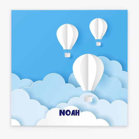 Türschild Kinderzimmer Heissluftballon-3D blau