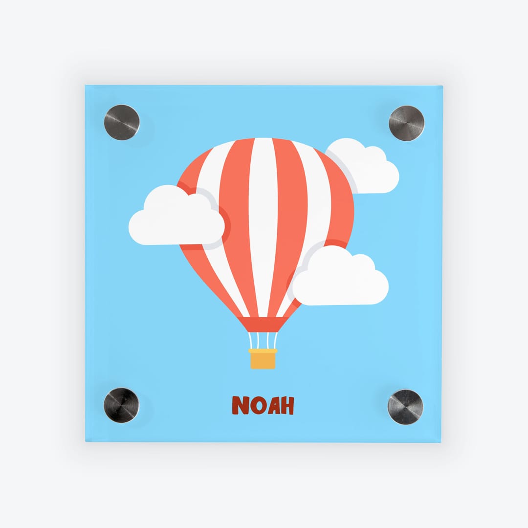 Türschild Kinderzimmer Heissluftballon hellblau