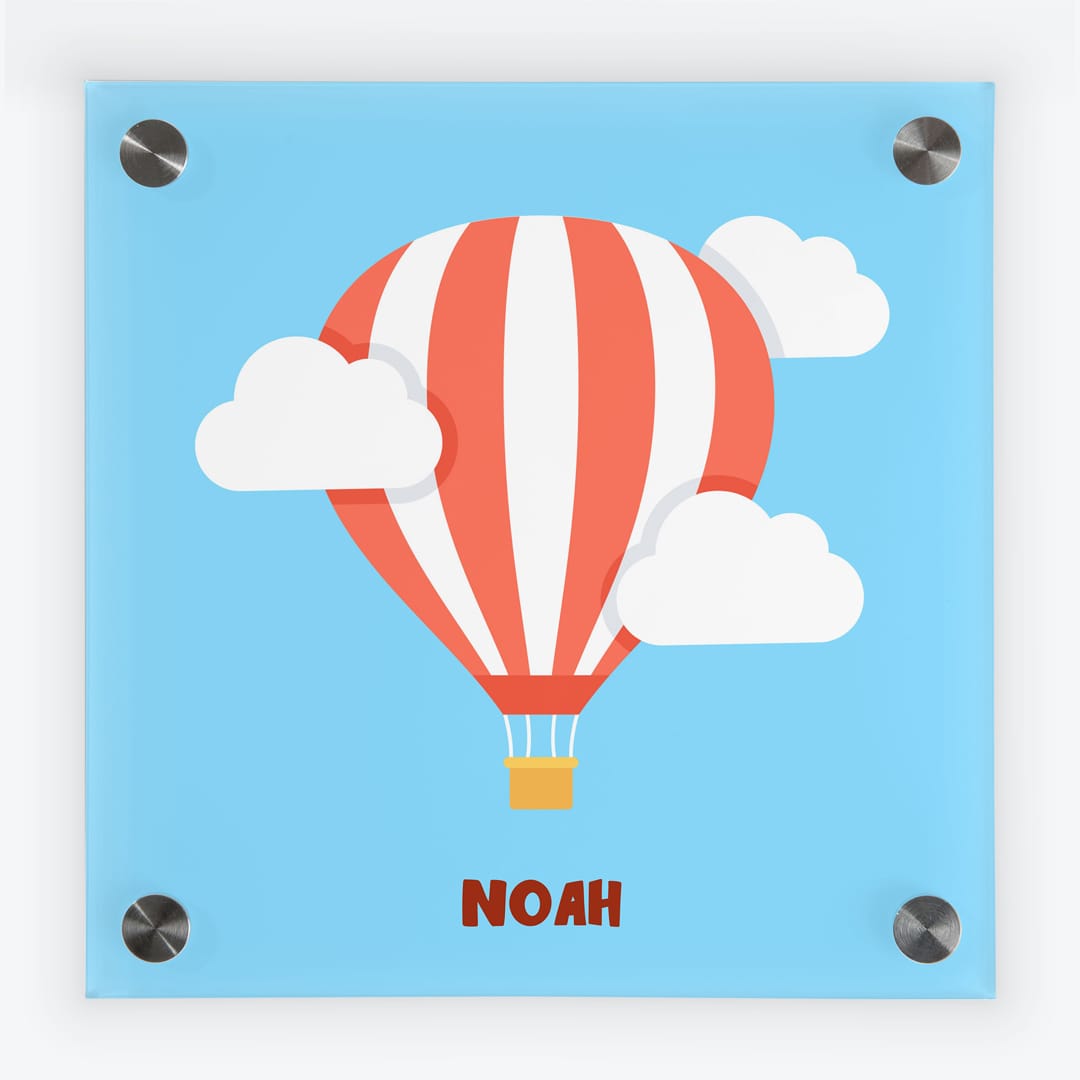 Türschild Kinderzimmer Heissluftballon hellblau