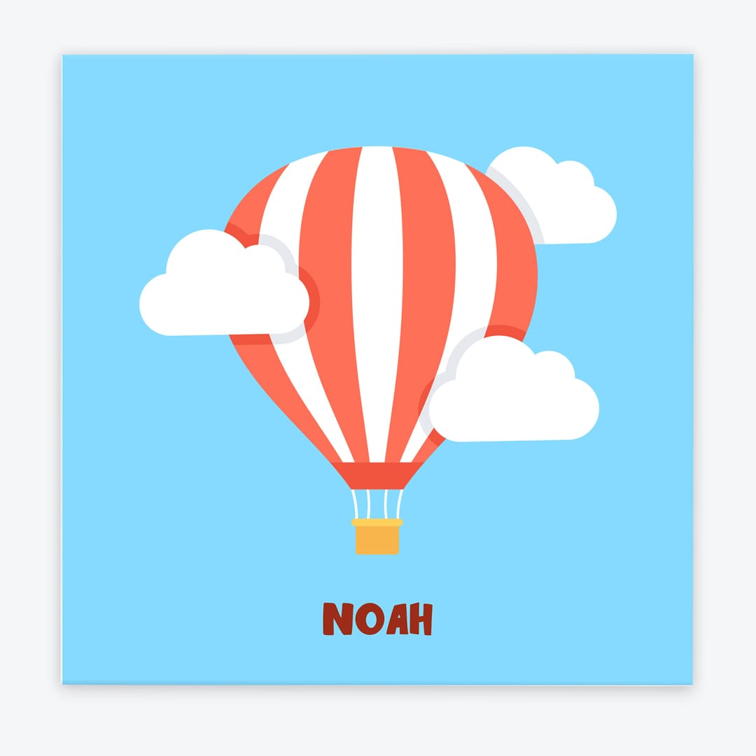 Türschild Kinderzimmer Heissluftballon hellblau