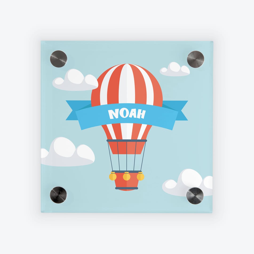 Türschild Kinderzimmer Heissluftballon türkis