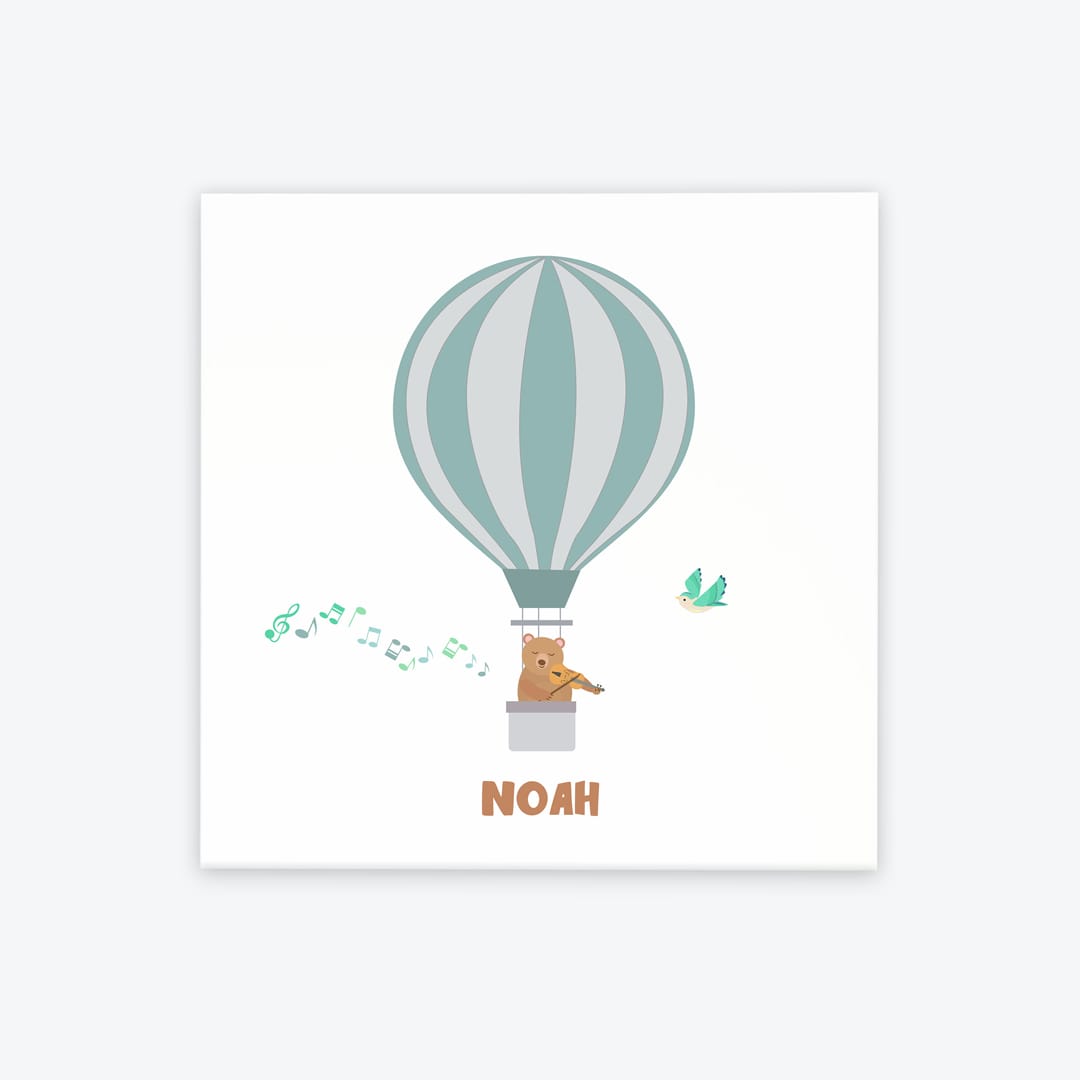 Türschild Kinderzimmer Heissluftballon weiss-türkis
