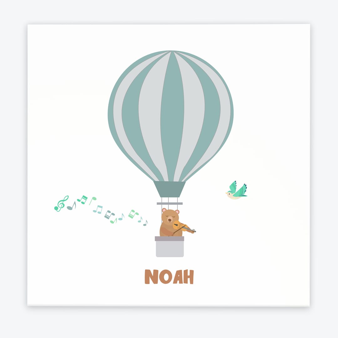 Türschild Kinderzimmer Heissluftballon weiss-türkis