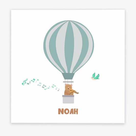 Türschild Kinderzimmer Heissluftballon weiss-türkis