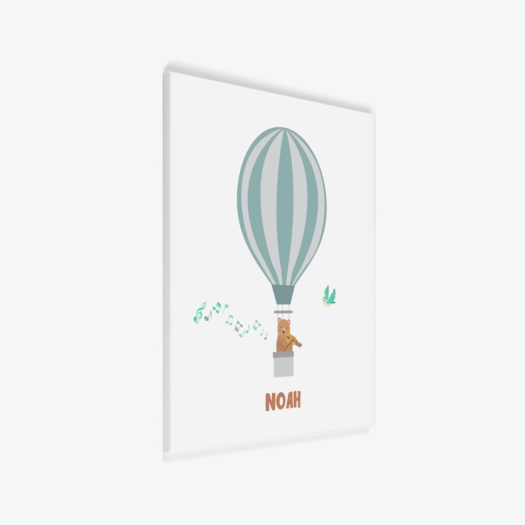Türschild Kinderzimmer Heissluftballon weiss-türkis