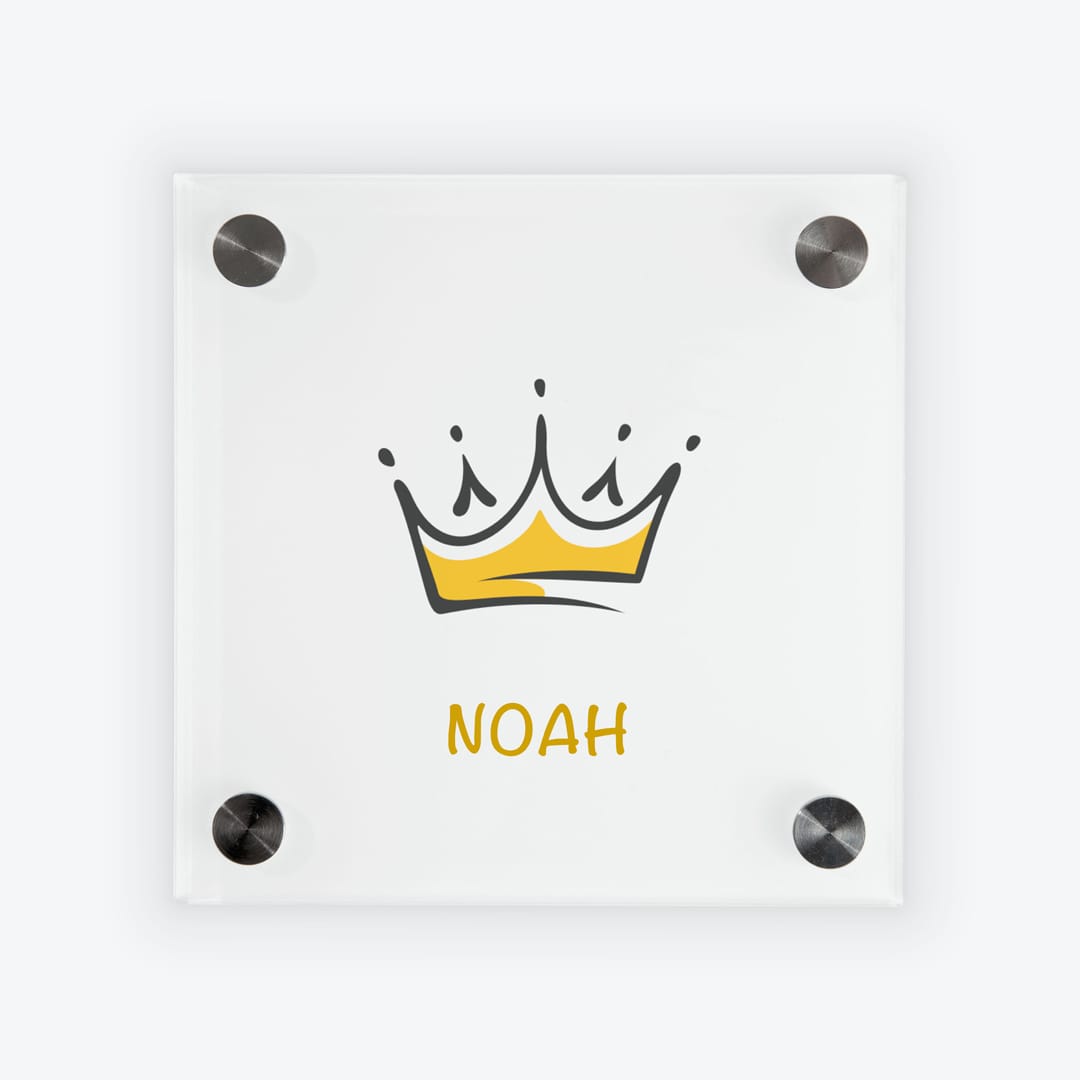 Türschild Kinderzimmer Krone weiss-gold