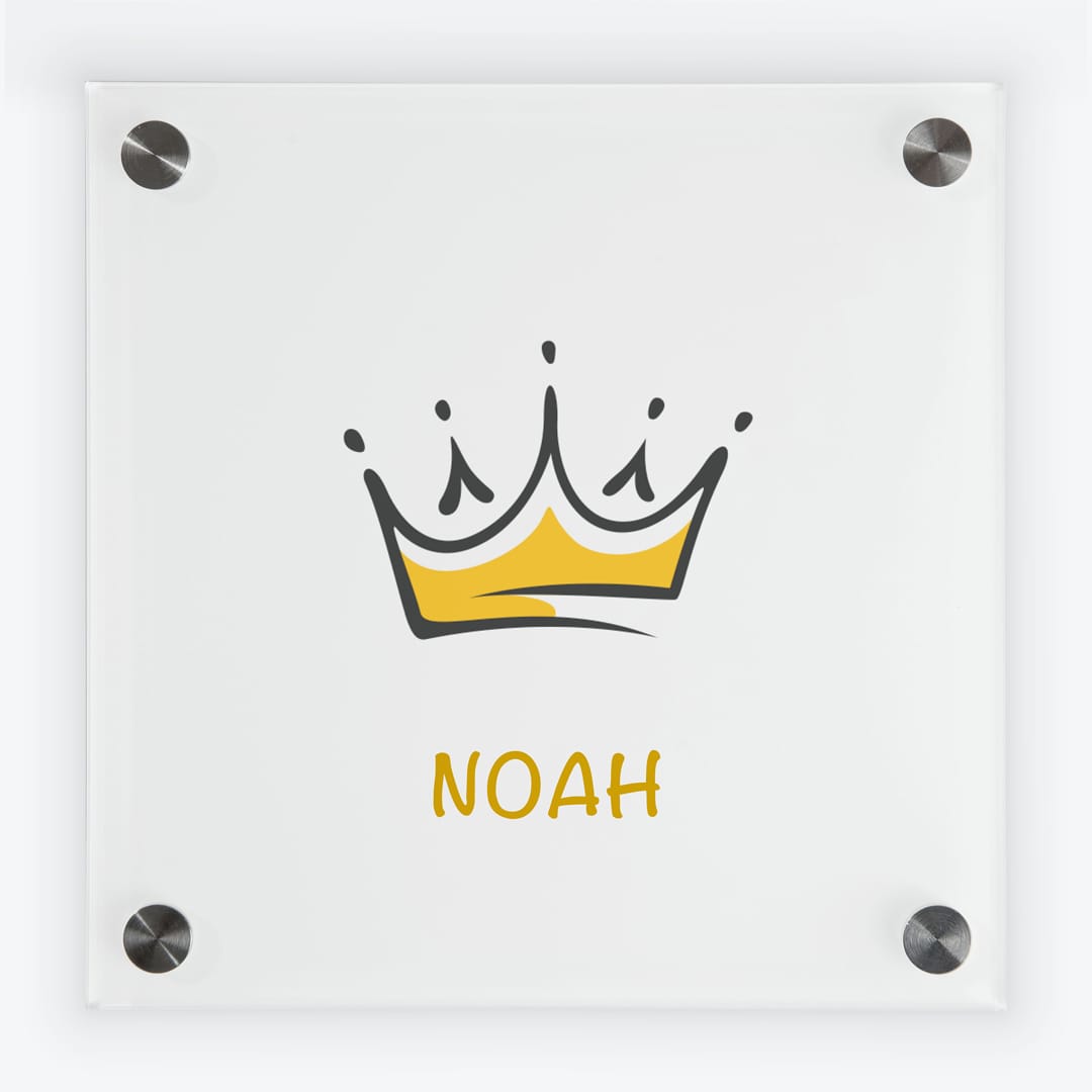 Türschild Kinderzimmer Krone weiss-gold