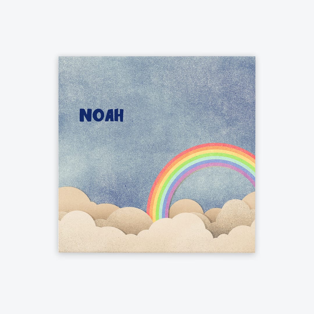 Türschild Kinderzimmer Regenbogen blau-braun