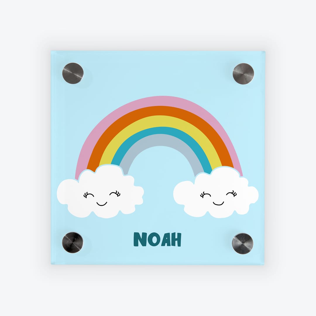Türschild Kinderzimmer Regenbogen hellblau