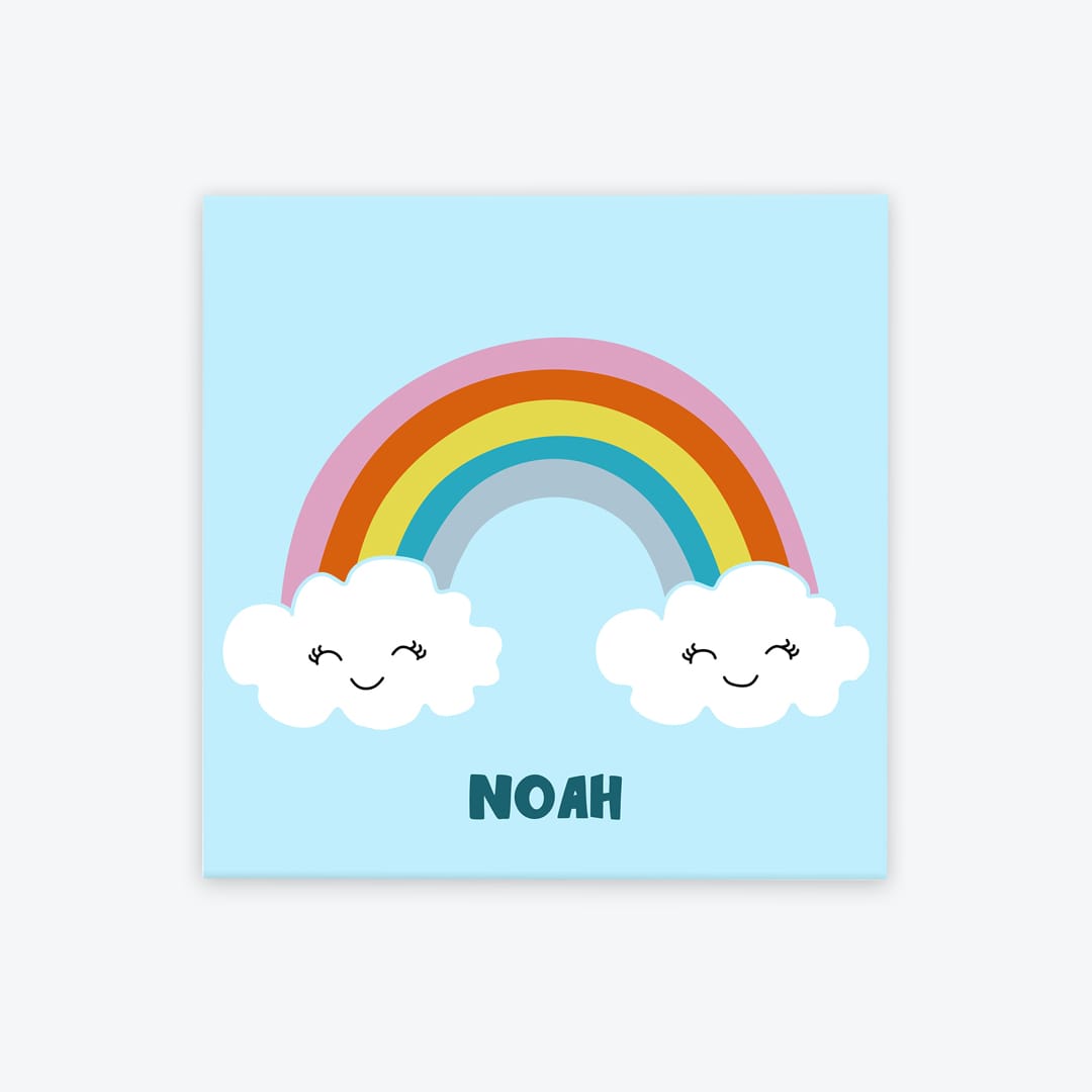 Türschild Kinderzimmer Regenbogen hellblau