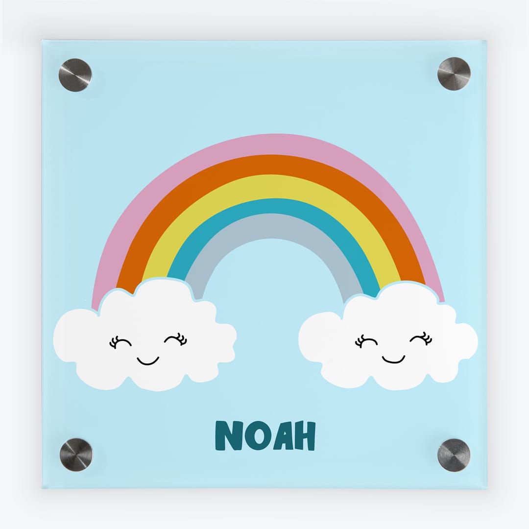 Türschild Kinderzimmer Regenbogen hellblau