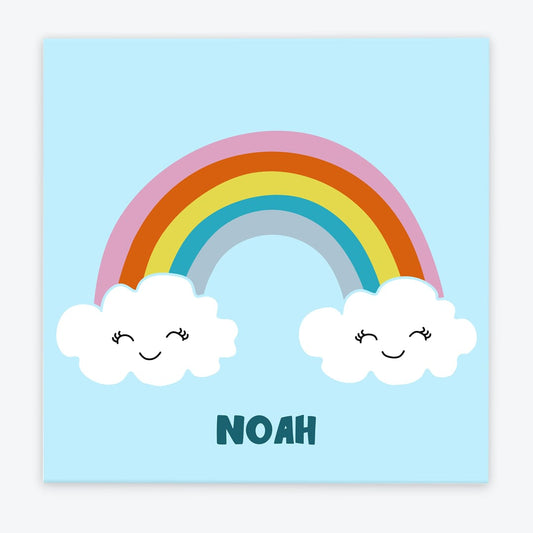 Türschild Kinderzimmer Regenbogen hellblau