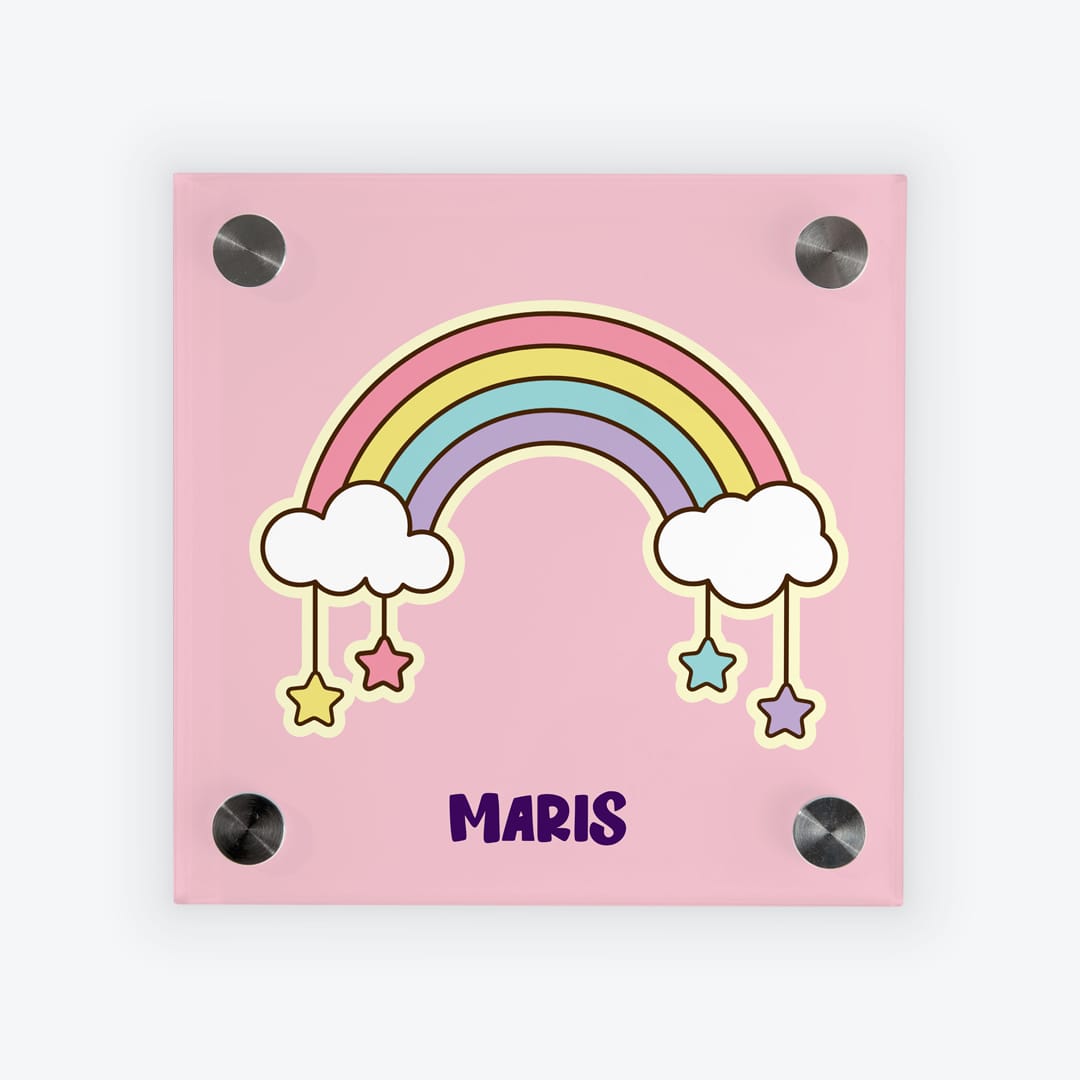 Türschild Kinderzimmer Regenbogen rosa