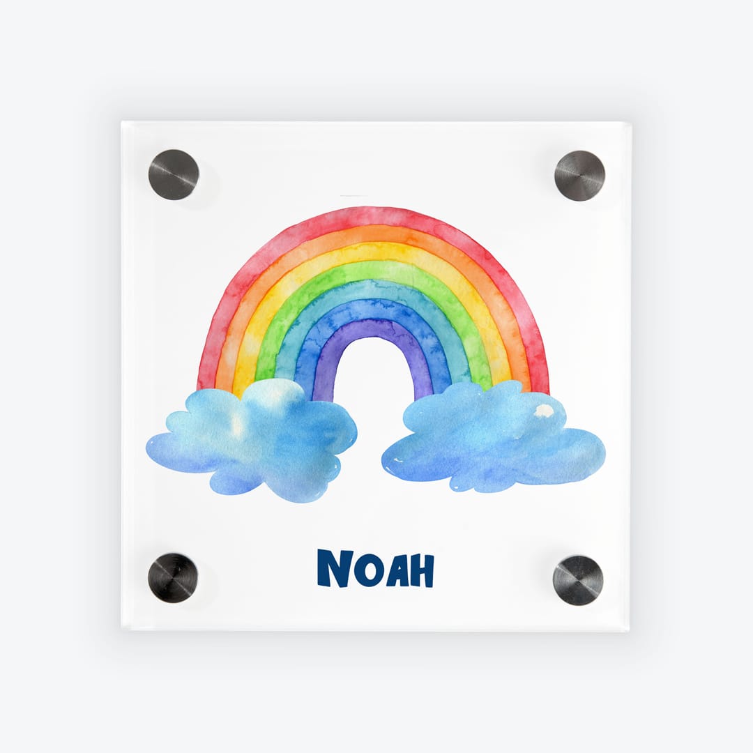 Türschild Kinderzimmer Regenbogen weiss