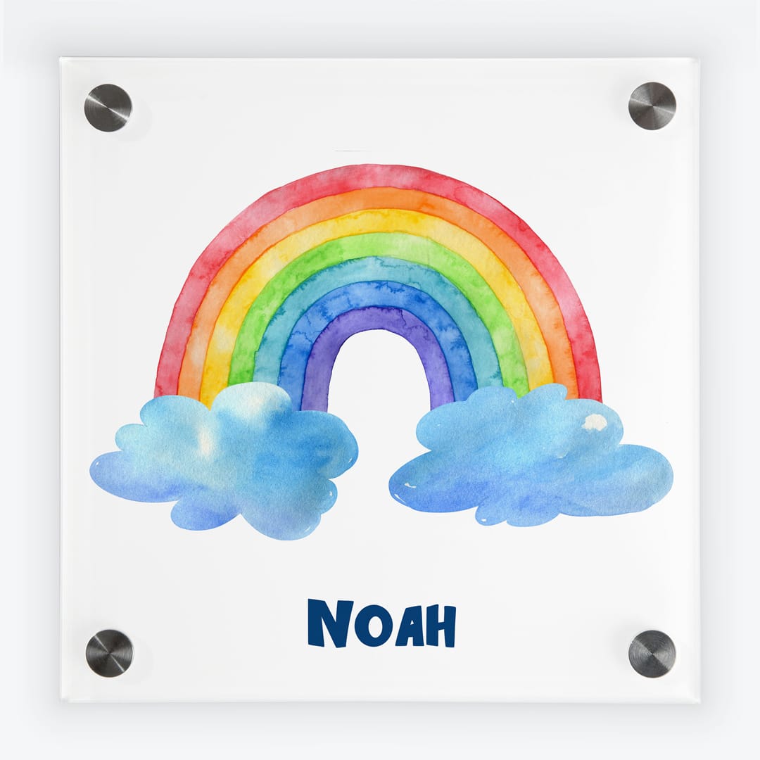 Türschild Kinderzimmer Regenbogen weiss