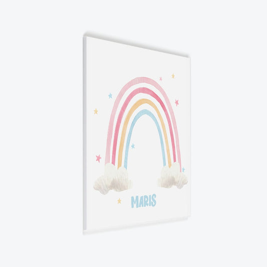 Türschild Kinderzimmer Regenbogen weiss-mit-Sternen