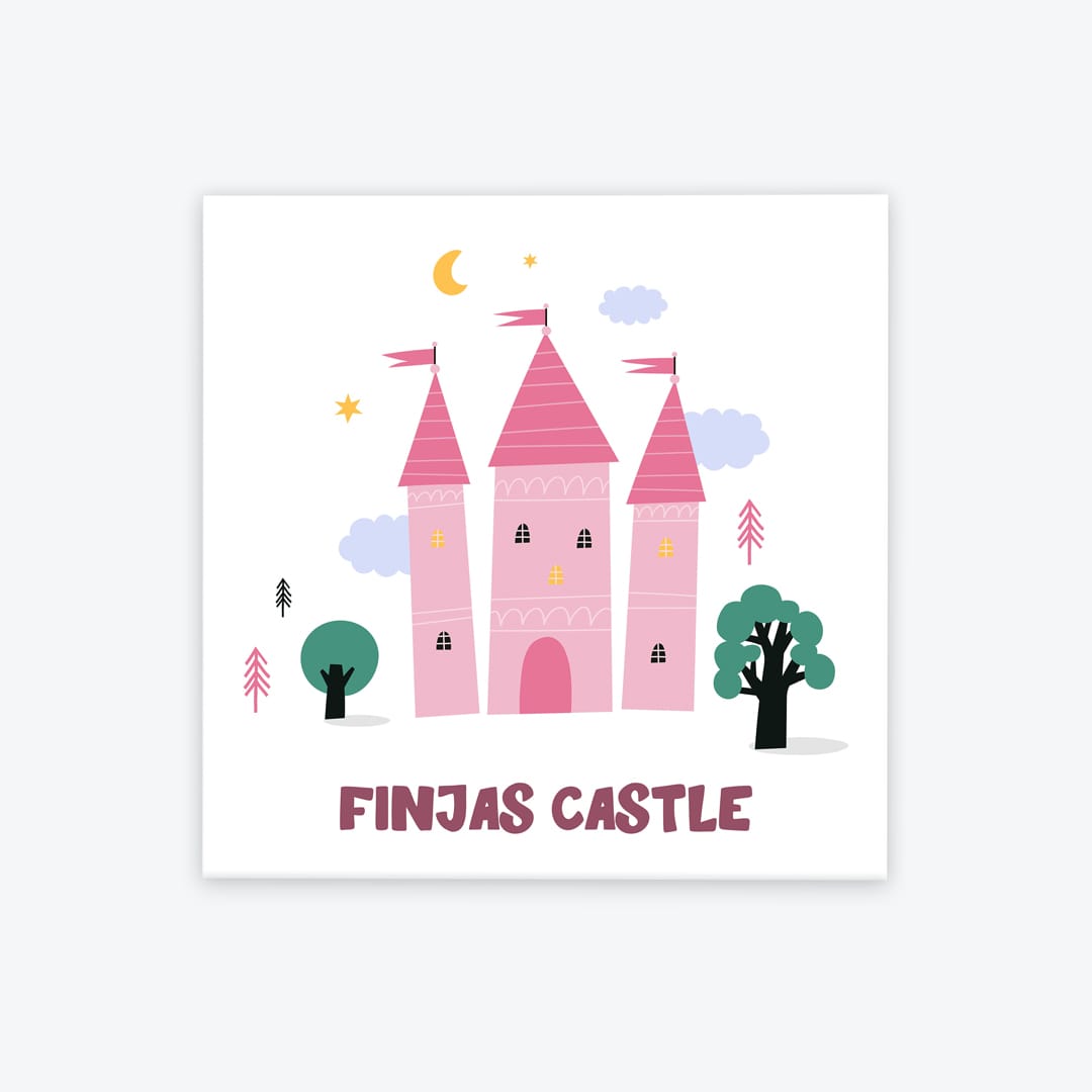 Türschild Kinderzimmer Schloss weiss-rosa
