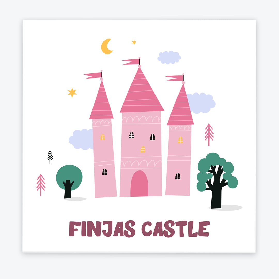Türschild Kinderzimmer Schloss weiss-rosa