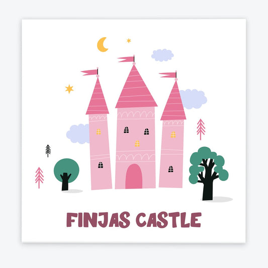 Türschild Kinderzimmer Schloss weiss-rosa