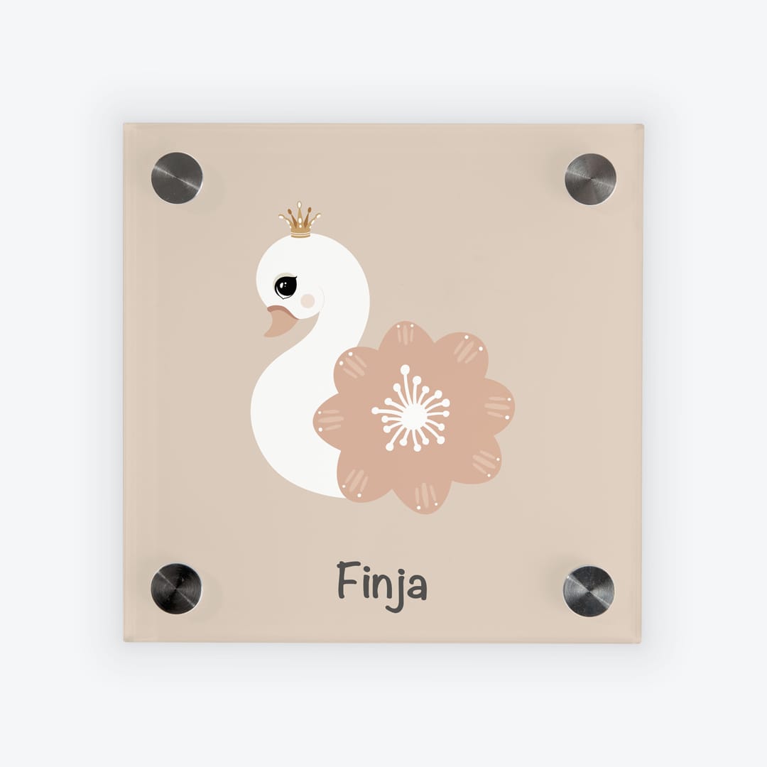 Türschild Kinderzimmer Design Schwan mit Krone