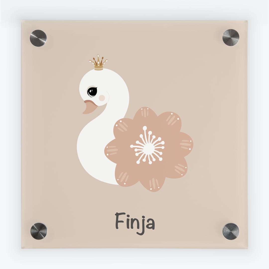 Türschild Kinderzimmer Design Schwan mit Krone