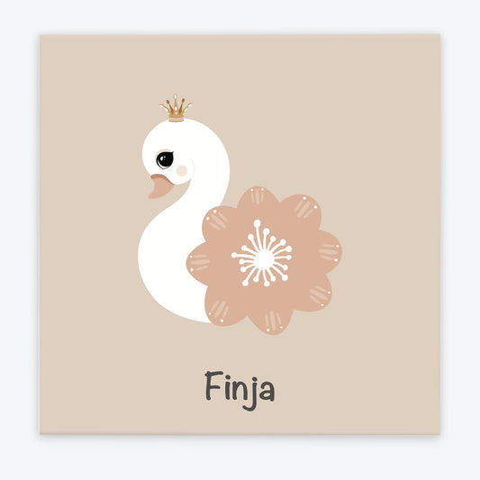 Türschild Kinderzimmer Design Schwan mit Krone