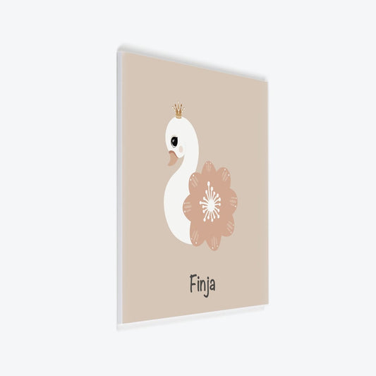 Türschild Kinderzimmer Design Schwan mit Krone