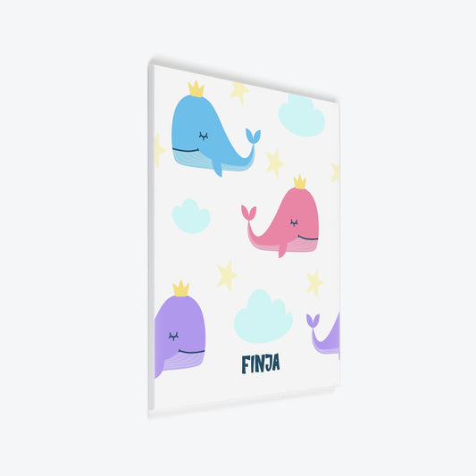 Türschild Kinderzimmer Design Wale mit Krone