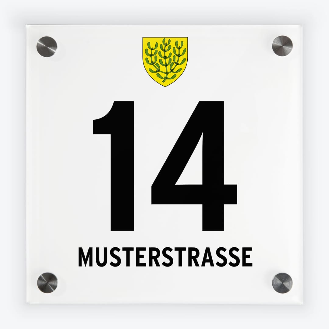 Haustürschilder im Gemeindedesign von 2130 Mistelbach