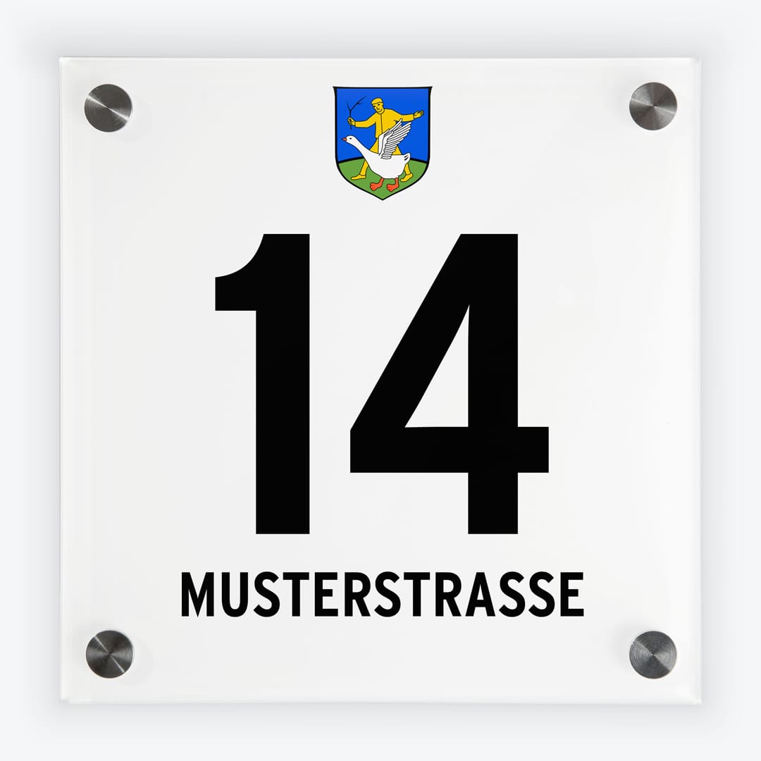 Haustürschilder im Gemeindedesign von 2230 Gänserndorf