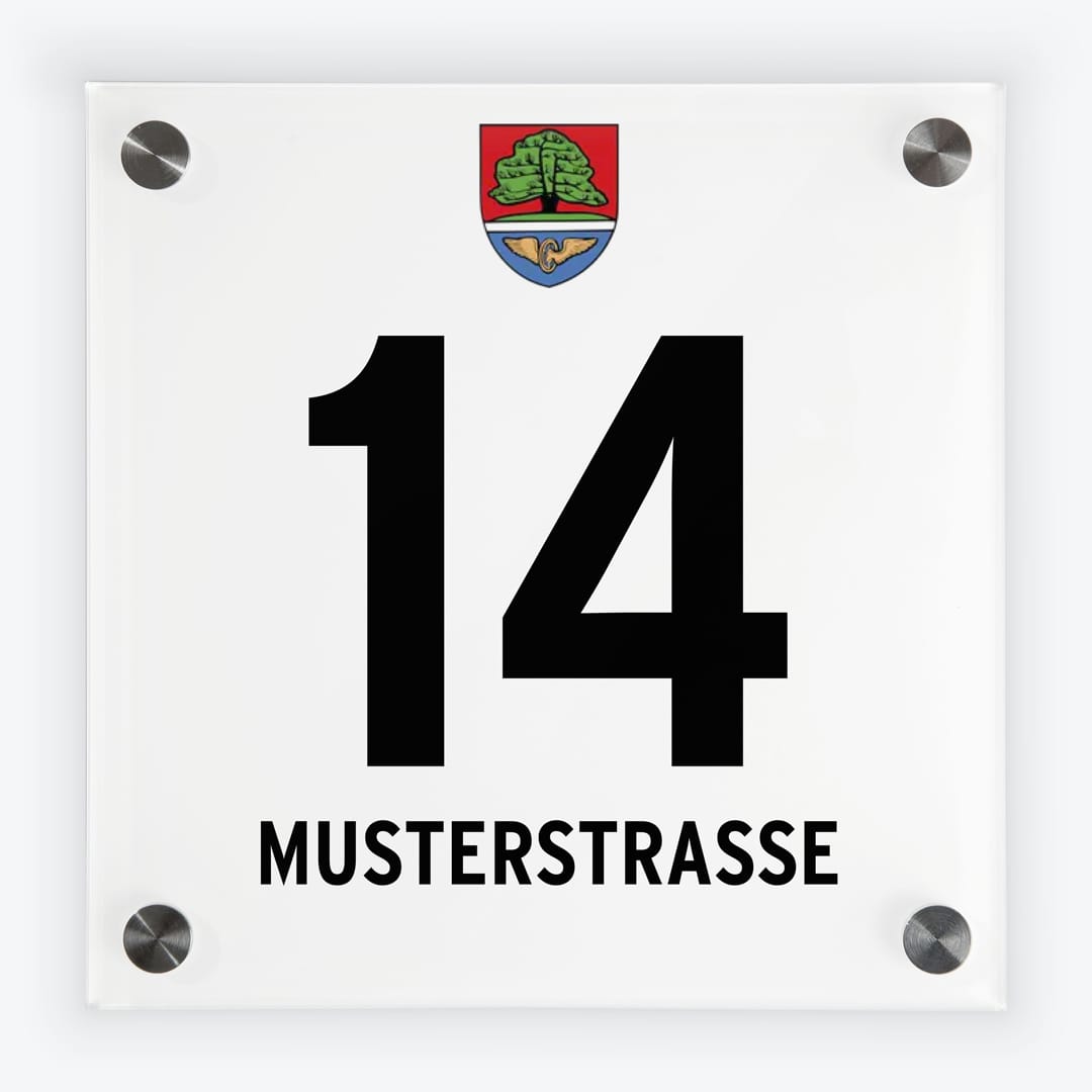 Haustürschilder im Gemeindedesign von 2231 Strasshof an der Nordbahn