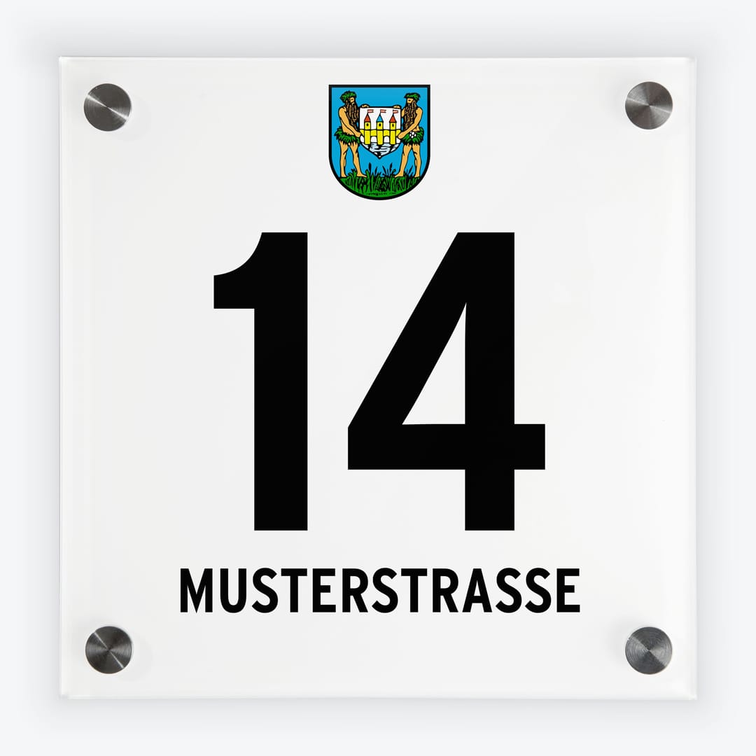 Haustürschilder im Gemeindedesign von 2320 Schwechat