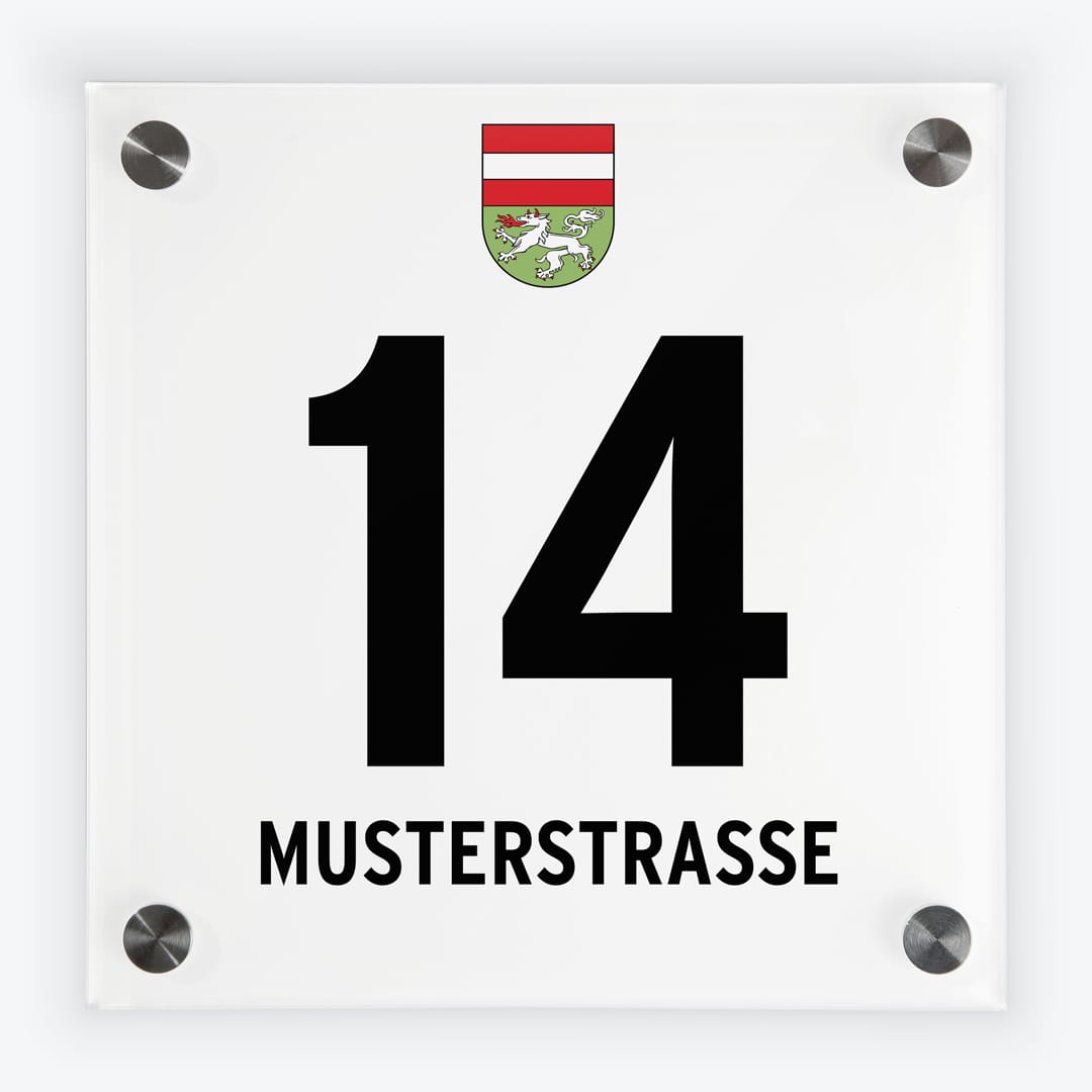 Haustürschilder im Gemeindedesign von 2340 Mödling